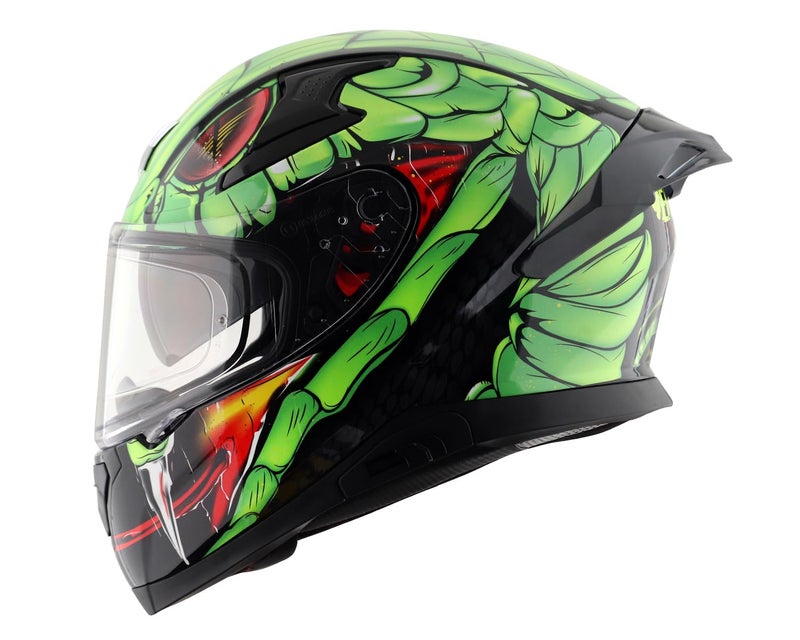 Axor Apex Venomous ISI ECE DOT Certified Full Face Dual Visor Helmet for Men and Women with Pinlock Fitted Outer Clear Visor and Inner Smoke Sun Visor Black Neon Green(XL) - Image 1