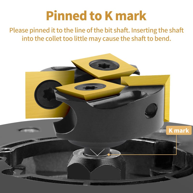 BINSTAK CNC Spoilboard Surfacing Router Bit 2+2 Inserts, 1/4" Shank, Extra Large 1-3/8" Cutting Dia. Carbide Slab Flattening Router Bits Wood Planing Planer Bit with Long Life TiN Coating - Image 4