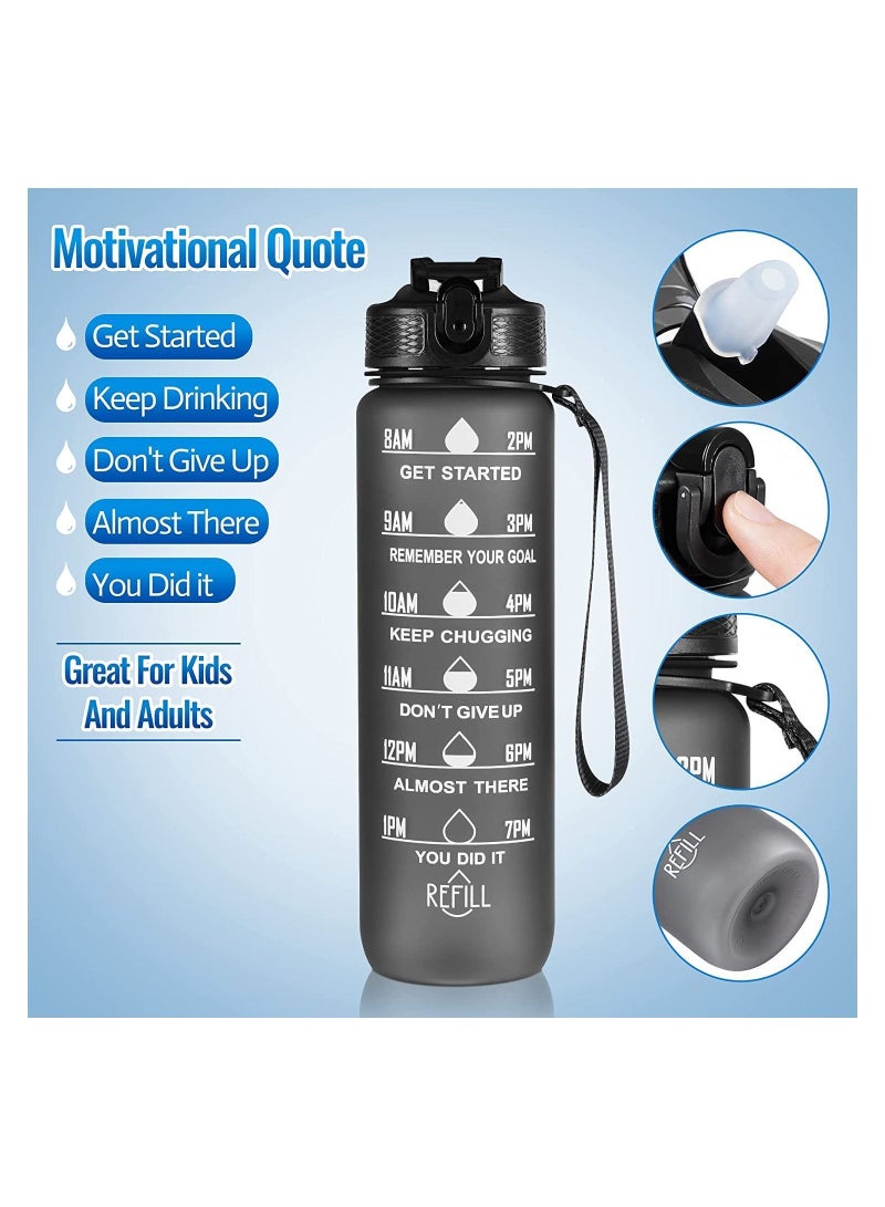 Y&D 1L Water Bottle For Kids And Adults, Portable Leakproof Drinking Bottles With Motivational Time Marker, BPA Free Jug School Fitness Outdoor Gym Sports. (Black) - Image 5
