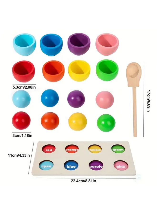 Wooden Educational Toy Color Sorting Fine Motor Skills Training Eight Colored Balls And Cups Christmas Gift - Image 2