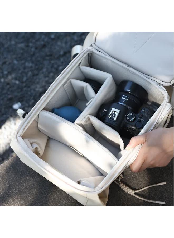 Eirmai Falcon F3d Lite Backpack Portable Casual Mirrorless Dslr Camera Bag Lightweight Travel Bag For Fuji Canon Sony Nikon Cameras 10l Tea White - Image 3