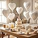 WEIKA 12 Pcs Cream White Heart Balloons 18 Inch Foil Balloons Heart Shaped Balloon White Birthday Decorations Love Balloon for Birthday Party Wedding Baby Shower Valentines Day Decorations - Image 4
