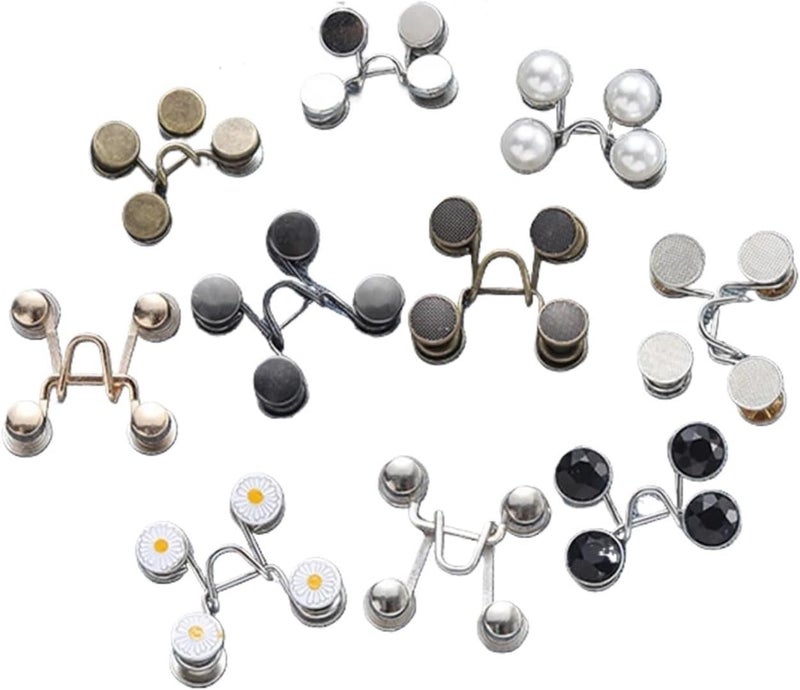 8 pcs Adjustable Waist Buckle Extender No Sewing Pant Clips Tightener Button - Image 1