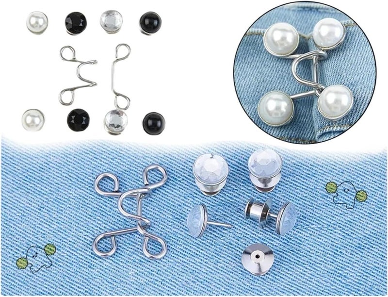 8 pcs Adjustable Waist Buckle Extender No Sewing Pant Clips Tightener Button - Image 5