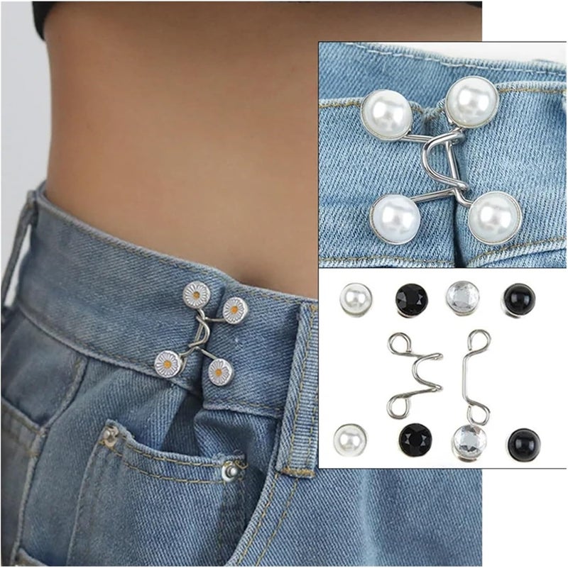8 pcs Adjustable Waist Buckle Extender No Sewing Pant Clips Tightener Button - Image 3