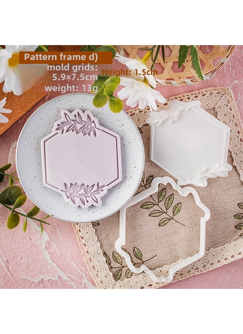 1 x 5 pcs Korean Style Fondant Cookie Mold for Wedding PC0665-Pattern Frame D 