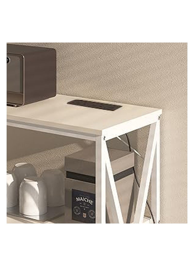 Chulovs 3 Tier 100 * 35cm Adjustable Console Table with Charging Station, Entryway Table, Sideboard Coffee Corner with Storage Shelf and Power Outlet for Couch Hallway Entrance Living Room (white)  - Image 5