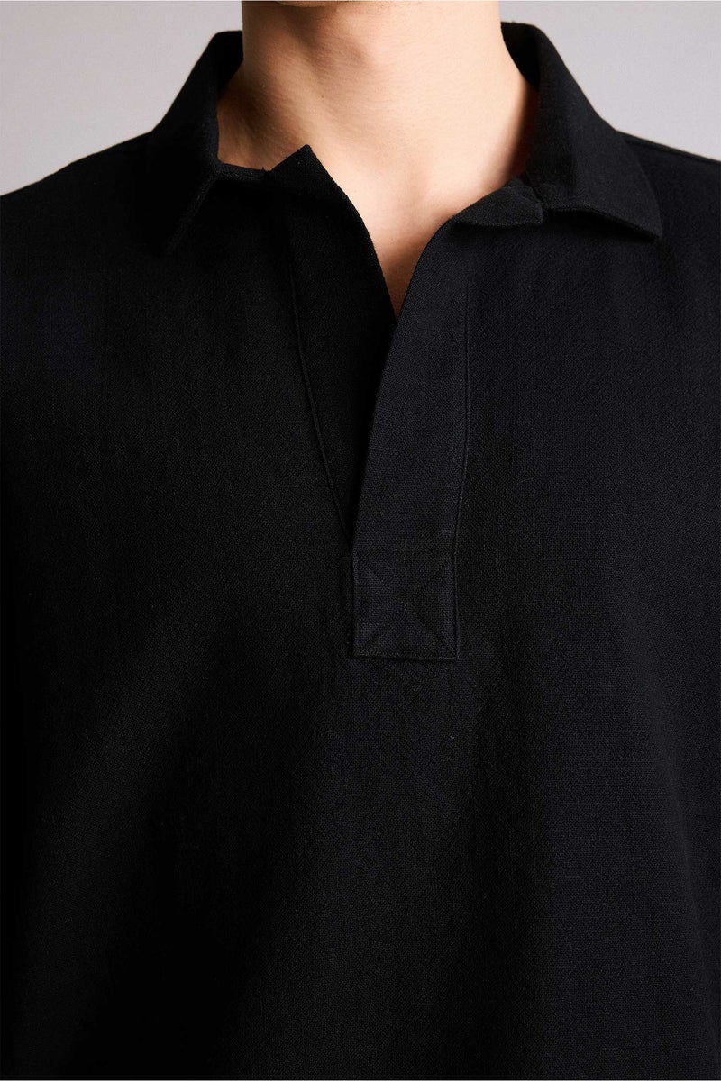DeFacto Black Man Boxy Fit 100% Cotton Shirt Casual - Image 4