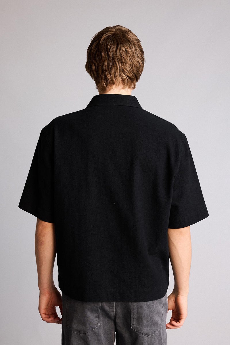 DeFacto Black Man Boxy Fit 100% Cotton Shirt Casual - Image 5