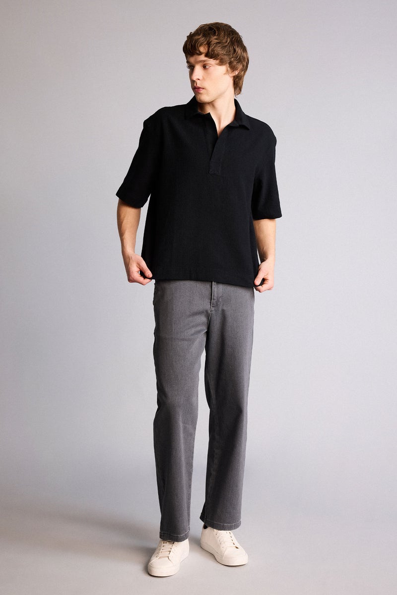 DeFacto Black Man Boxy Fit 100% Cotton Shirt Casual - Image 2