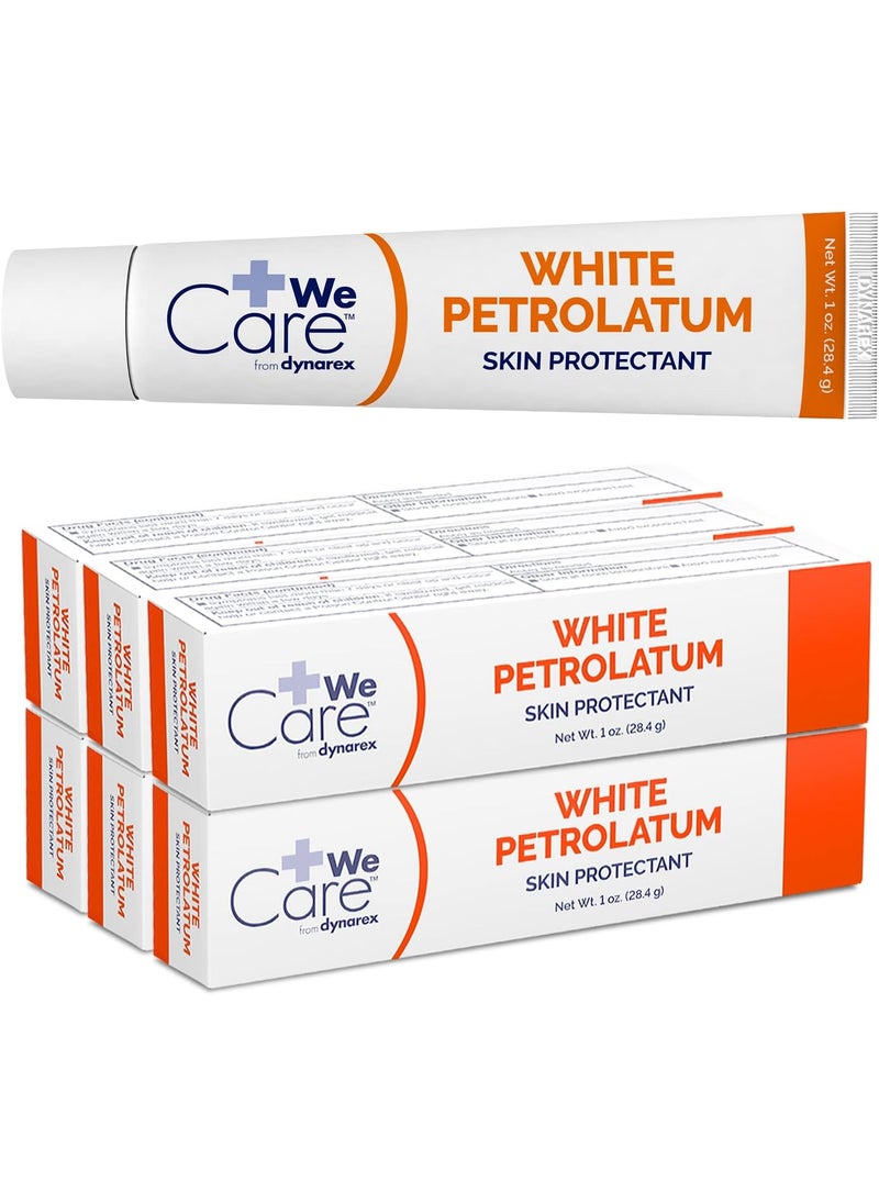 Dynarex Dynarex White Petrolatum, Petroleum Jelly for Dry, Damaged or Cracked Skin, Soothing White Petroleum Jelly for Minor Skin Irritations, 6 Pack of Petroleum Jelly Tubes, 1 Ounce (Pack of 6) 