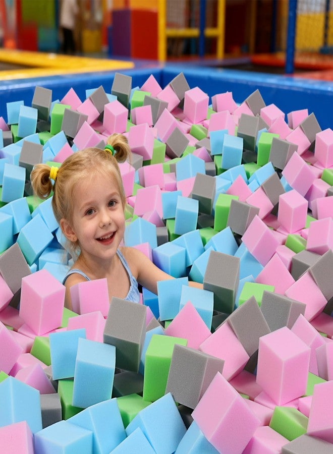 FUBOTRAD 48PCS Kids Foam Blocks for Ball Pit - 3" Square Foam Blocks and Foam Cubes for Foam Pit, Soft Play Equipment, Toddler Gymnastics & Parkour Equipment - Blue/Pink/Green/Grey - Image 5