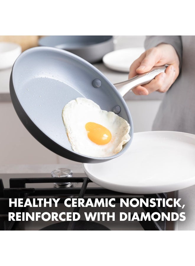 Greenpan GreenPan Lima Ceramic Hard Anodized 8 Frying Pan Skillet Nonstick PFASPFOAFree Nontoxic Pots and Pans Oven  Broiler Safe Stainless Steel Handle Cookware for Eggs  Omelet Gray  - Image 2