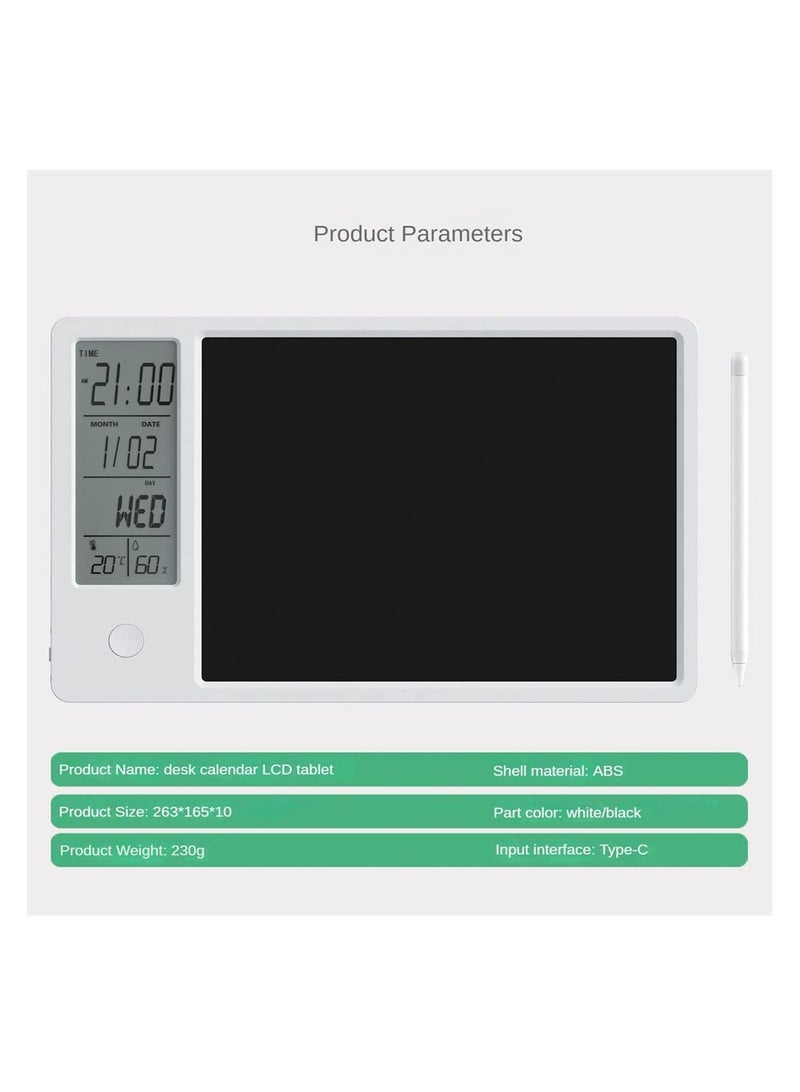 KASTWAVE Desktop LCD Writing Tablet, Drawing Pad with Digital Alarm Clock and Calendar, Electronic Bulletin Board Memo with Temperature Humidity for Kids, Bedroom, Office, School - Image 4