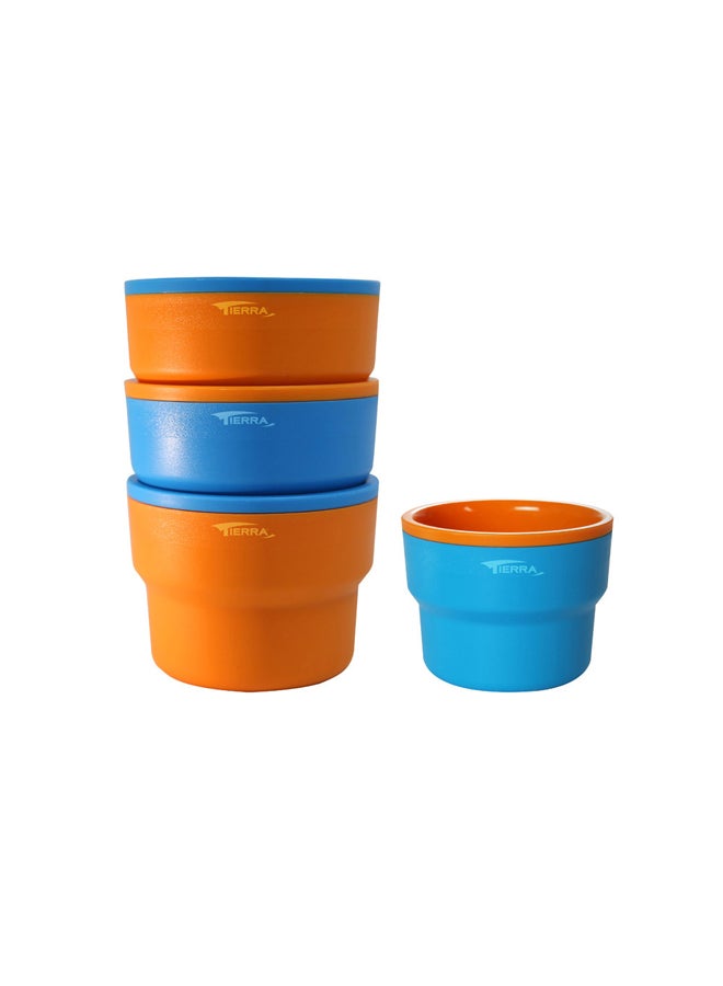 TIERRA Multi-use cups with bag, Orang*Blue, Set 4 pcs capacity 200 ml - Image 1