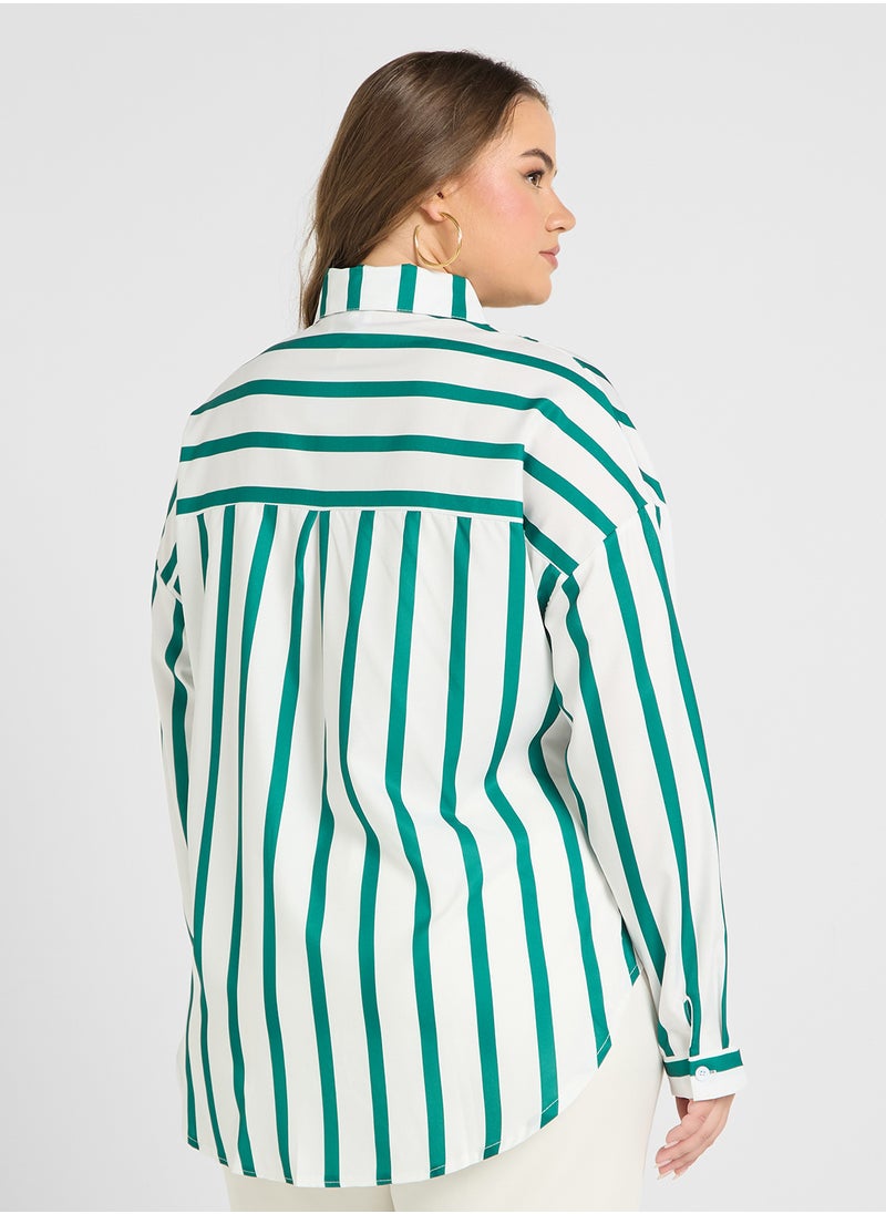 Ella Plus Striped Button Down Shirt  - Image 2