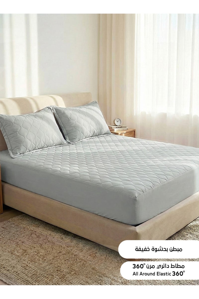 Melen Mariza Light Gray Summer Double Bed Sheet Set, 3 Pieces, Lightly Padded - Image 1