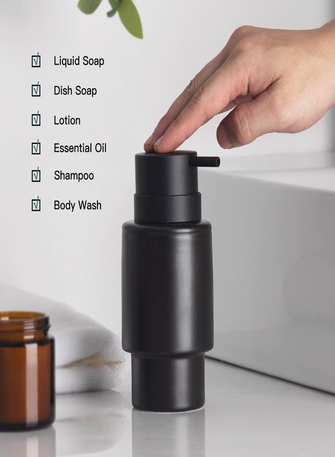 FE FUN ELEMENTS Fun Elements Black Soap Dispenser, 12oz Luxury Bathroom Soap Dispenser, Creamic Liquid Dispenser for Bathroom, Modern Minimalist Style - Image 5