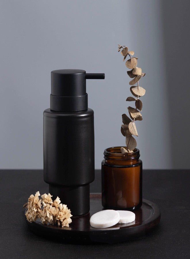 FE FUN ELEMENTS Fun Elements Black Soap Dispenser, 12oz Luxury Bathroom Soap Dispenser, Creamic Liquid Dispenser for Bathroom, Modern Minimalist Style - Image 4