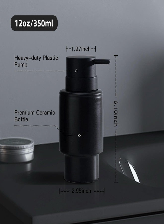 FE FUN ELEMENTS Fun Elements Black Soap Dispenser, 12oz Luxury Bathroom Soap Dispenser, Creamic Liquid Dispenser for Bathroom, Modern Minimalist Style - Image 2