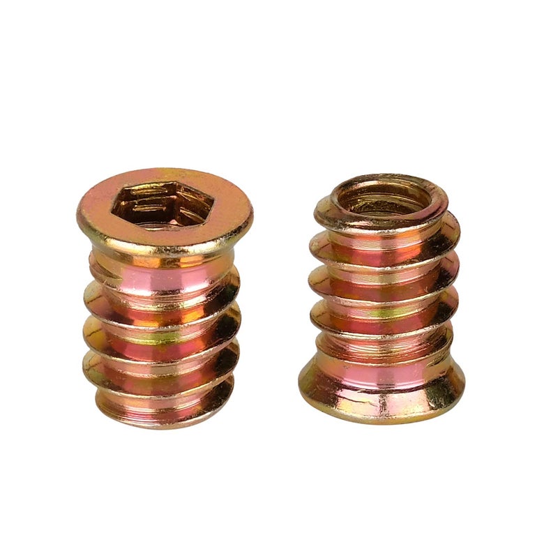 Anwenk 40Pcs Anwenk 1/4"-20 x 15mm Furniture Screw in Nut Threaded Wood Inserts Bolt Fastener Connector Hex Socket Drive for Wood Furniture Assortment (with Hex Spanner) - Image 5