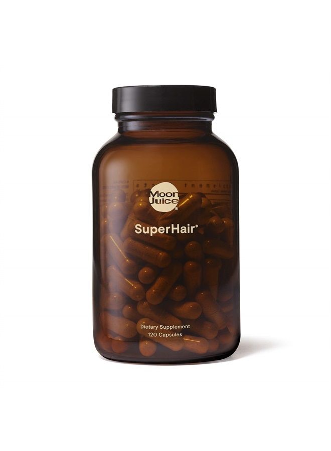 Moon Juice SuperHair Natural Hair Nutrition Supplement & Multivitamin for Healthier, Thicker, Stronger Hair-250mg Ashwagandha, 500mcg Biotin& 120mg SawPalmetto - Vegan, Non-GMO (120 Capsules) … - Image 1