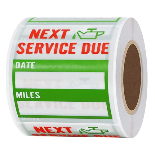 Hybsk 200pcs Clear Oil Change/Service Reminder Stickers 2"x2" Premium Quality Oil Change Stickers (Green) - Image 1