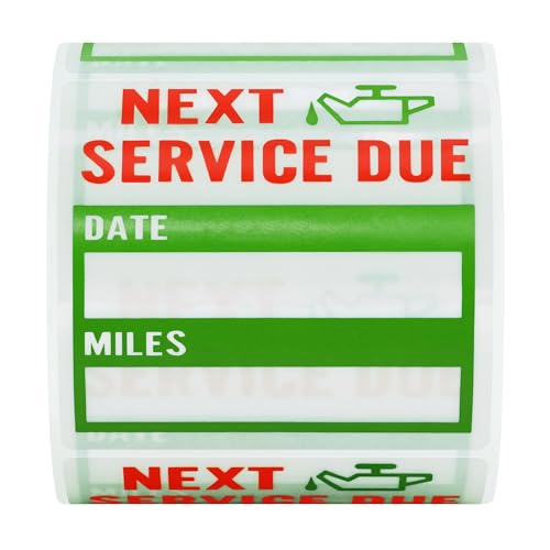 Hybsk 200pcs Clear Oil Change/Service Reminder Stickers 2"x2" Premium Quality Oil Change Stickers (Green) - Image 3