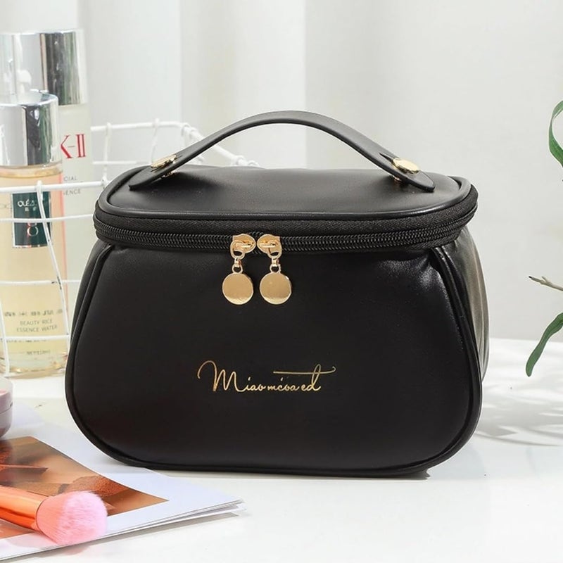 Sprqcart Large Capacity Waterproof Travel Cosmetic Bag with Handle and Divider - Multifunctional Makeup Organizer for Easy Access - Stylish Design, Black, Travel Accessories - Image 5