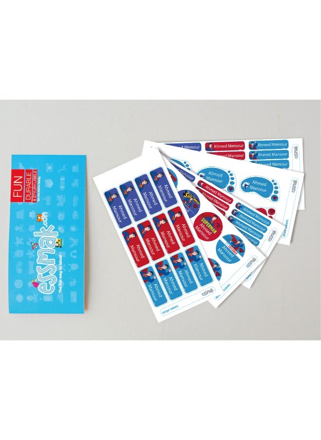 Essmak Batman Personalized Waterproof Name Labels for Kids – Set of 74 Custom Stickers for School Supplies, Lunch Boxes, Clothes and Toys  - Image 2