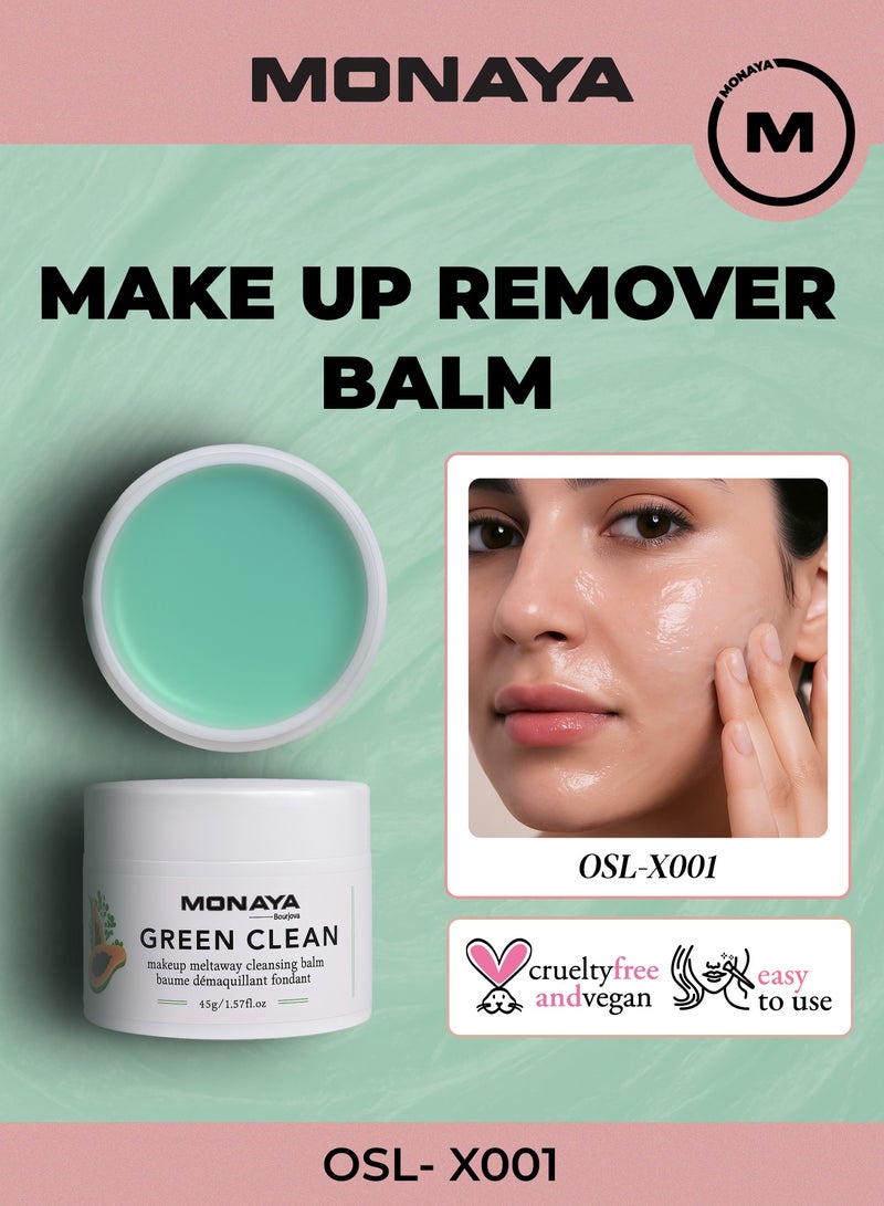 Monaya X001 Makeup Remover Cleansing Balm -Green Clean Waterproof Makeup Remover + Oil Based Cleanser - Gentle Exfoliating Double Cleanser - Melts From Balm to Milky Lather - Image 1