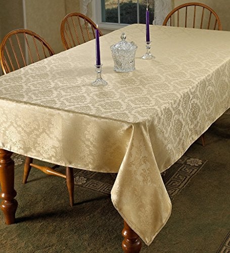 Violet Linen European Damask Design Tablecloth Gold 60" Round - Image 2