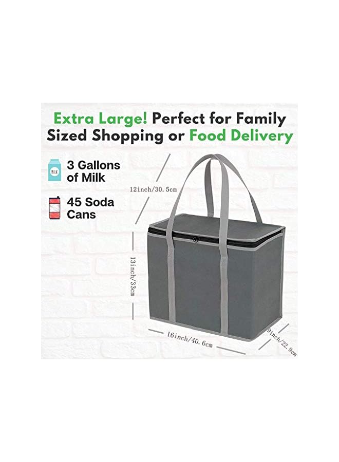KASTWAVE Reusable Shopping Bags Insulated Picnic Cooler Bag Large Washable Ice Bag With Reinforced Bottom And Handles  Perfect For Hot Or Cold Food Food Delivery (2 Pcsgrey) - Image 3