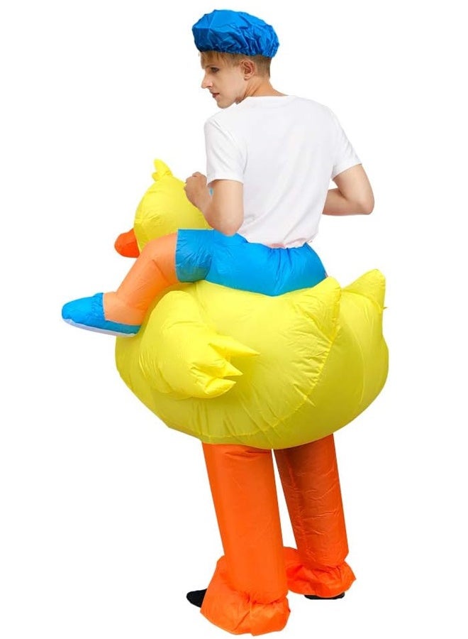 Inflatable Yellow Duck Costume for Adult Riders - Quick-Inflate Design Adjustable Harness & Reflective Strips - Funny Fancy Dress for Halloween, Halloween, Themed Parties - Durable Polyester, Water-Resistant- One Size - Image 2