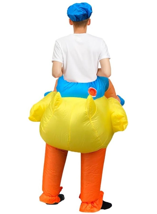 Inflatable Yellow Duck Costume for Adult Riders - Quick-Inflate Design Adjustable Harness & Reflective Strips - Funny Fancy Dress for Halloween, Halloween, Themed Parties - Durable Polyester, Water-Resistant- One Size - Image 4