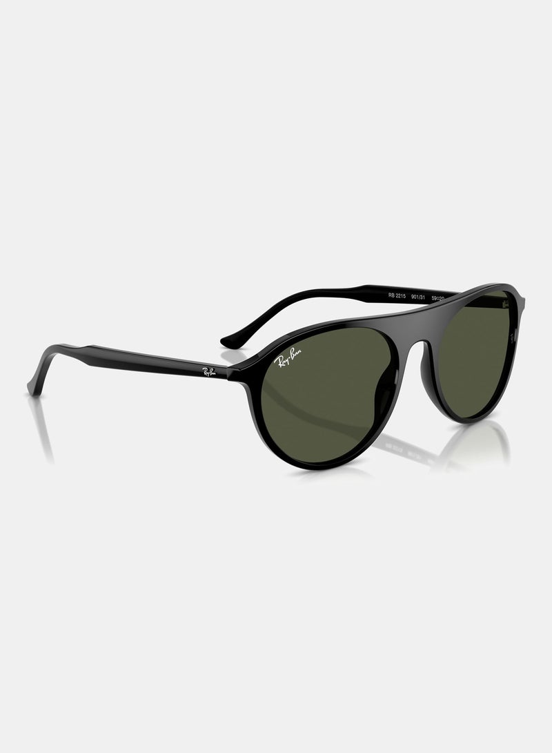 راي بان Unisex Full-rimed Aviator Sunglasses 2215, 56, 901, 31 - Image 3