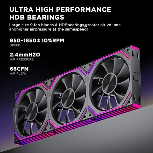 Jungle Leopard Interstellar V2 RS 120mm Case Fan Infinity Mirror Module Daisy-Chain ARGB Fan Triple Pack Suitable PC Cooling Fans 360mm AIO Cooler(Black-3Pack) - Image 4