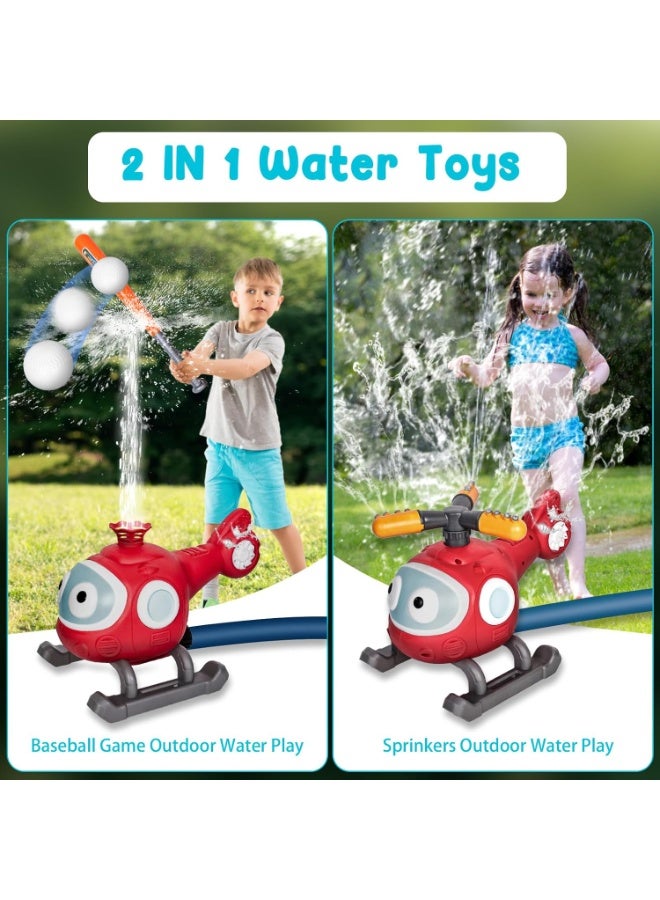 Soofam Water Sprinkler Baseball Toy for Children, Helicopter Sprinkler Ball Set, 2-in-1 Outdoor Sprinkler for Kids Toys with Baseball Water Toy for Backyard Lawn Garden Summer Pool Party - Image 2