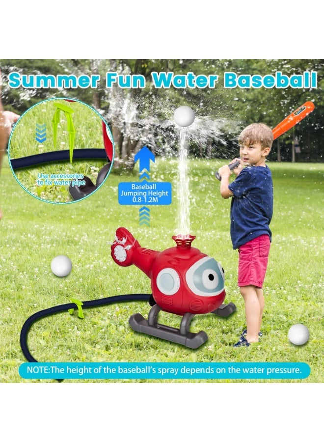 Soofam Water Sprinkler Baseball Toy for Children, Helicopter Sprinkler Ball Set, 2-in-1 Outdoor Sprinkler for Kids Toys with Baseball Water Toy for Backyard Lawn Garden Summer Pool Party - Image 3