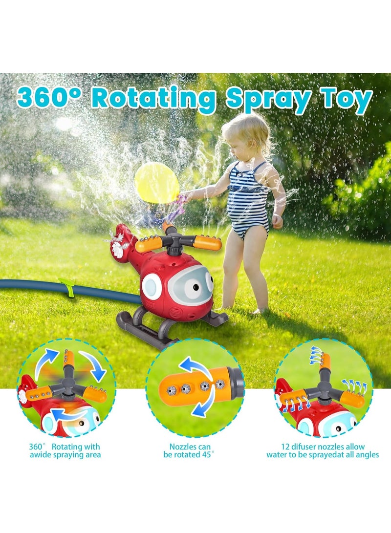 Soofam Water Sprinkler Baseball Toy for Children, Helicopter Sprinkler Ball Set, 2-in-1 Outdoor Sprinkler for Kids Toys with Baseball Water Toy for Backyard Lawn Garden Summer Pool Party - Image 4