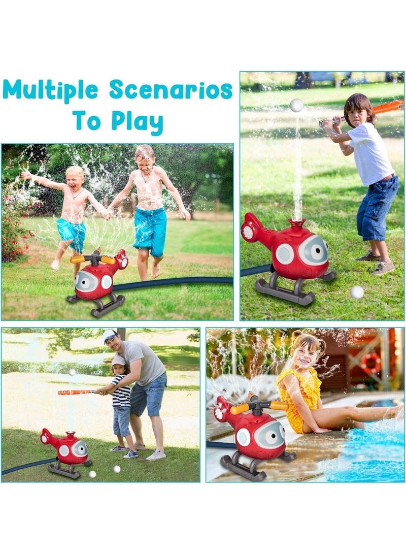 Soofam Water Sprinkler Baseball Toy for Children, Helicopter Sprinkler Ball Set, 2-in-1 Outdoor Sprinkler for Kids Toys with Baseball Water Toy for Backyard Lawn Garden Summer Pool Party - Image 5