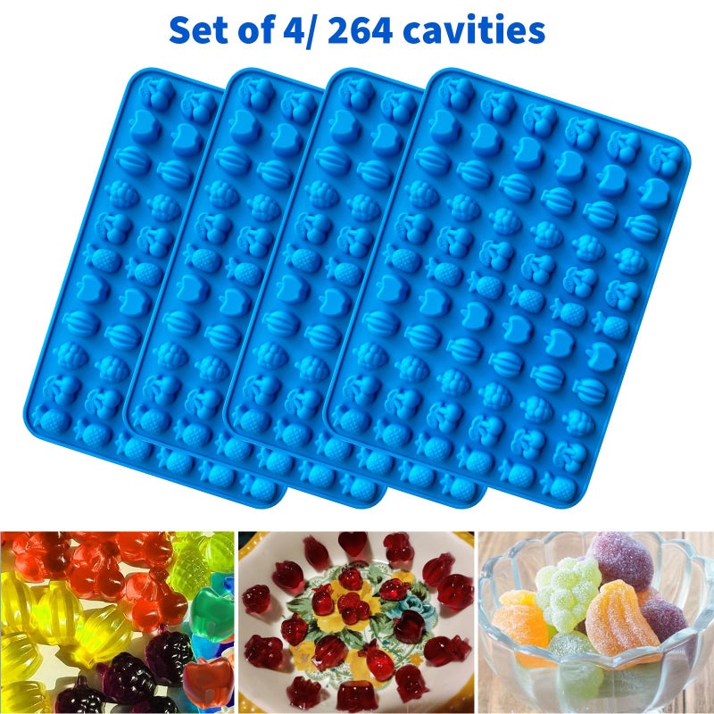 Sidosir 4Pcs Gummy Fruit Candy Molds, Non-stick Silicone Candy Gummy Molds with 2 Droppers - Image 4