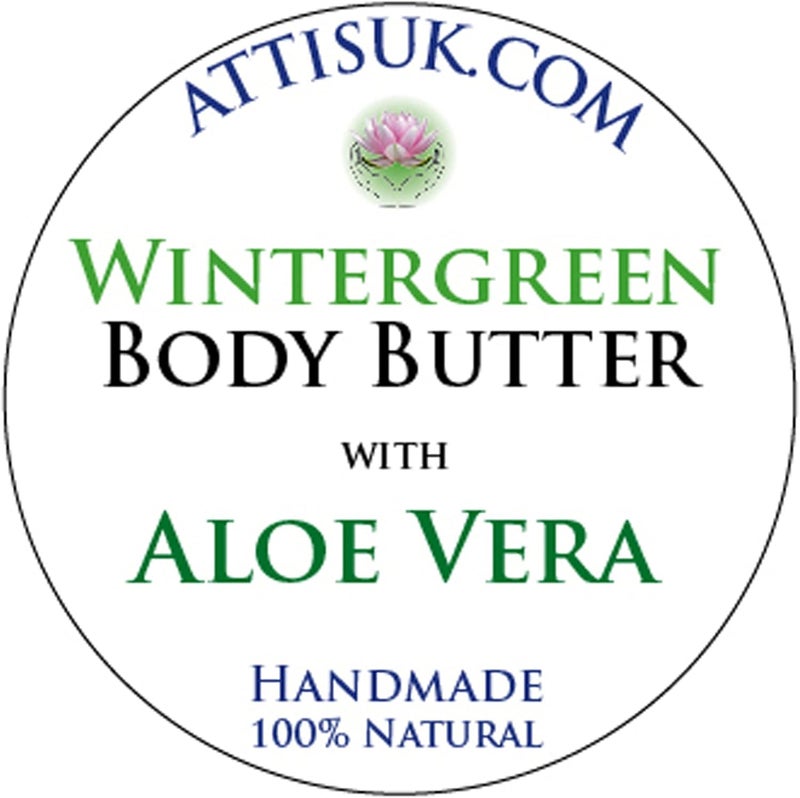 ATTIS Wintergreen Body Butter with Aloe Vera Vegan moisturising rehydrating face Cream Hand Cream Natural Handmade 100ml