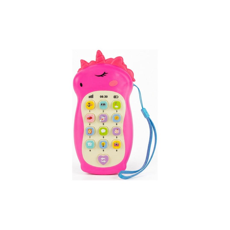 Unicorn Toy Phone for Toddlers 18 Months to 3 Years, Pink Plastic Baby Mobile, Hand-Eye Coordination Learning Toy - Image 1