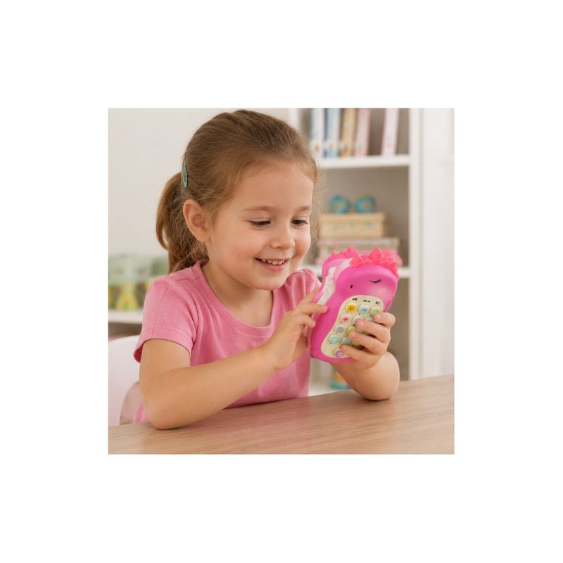 Unicorn Toy Phone for Toddlers 18 Months to 3 Years, Pink Plastic Baby Mobile, Hand-Eye Coordination Learning Toy - Image 3