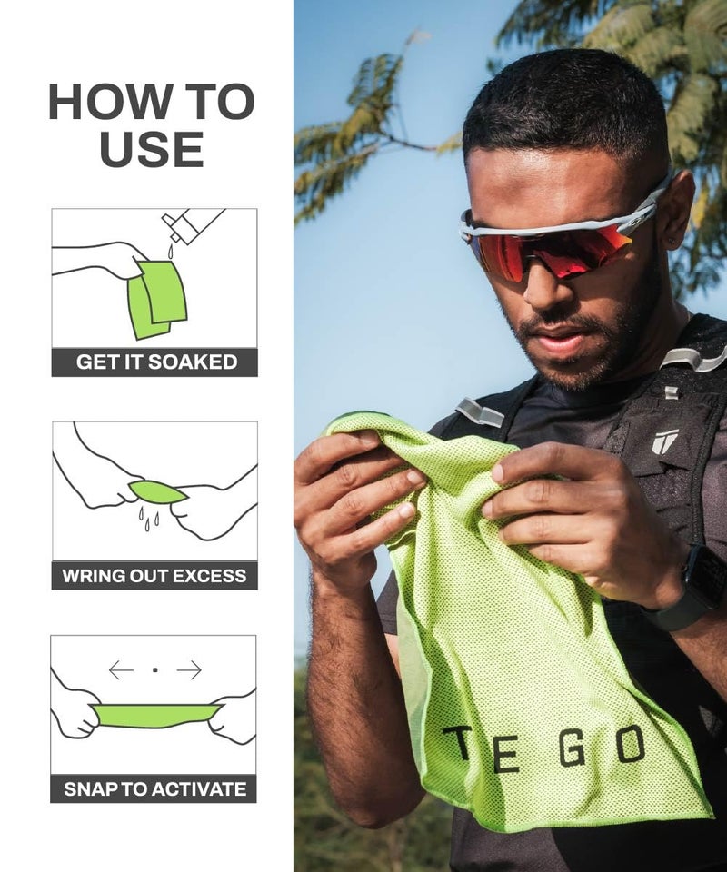 TEGO Pacer Cooling Towel | Lightweight Microfiber | Quick-Dry | Compact | Instant Cooling Effect | Workout & Running Essential (Pack of 2 - Grey) - Image 5