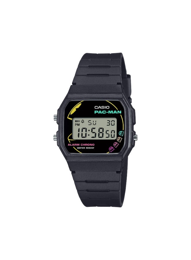 CASIO F‑91WPC‑1ADR Pac‑Man Limited Edition Digital Watch, Bio‑Resin Strap, Black - Image 1