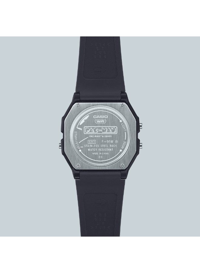 CASIO F‑91WPC‑1ADR Pac‑Man Limited Edition Digital Watch, Bio‑Resin Strap, Black - Image 5