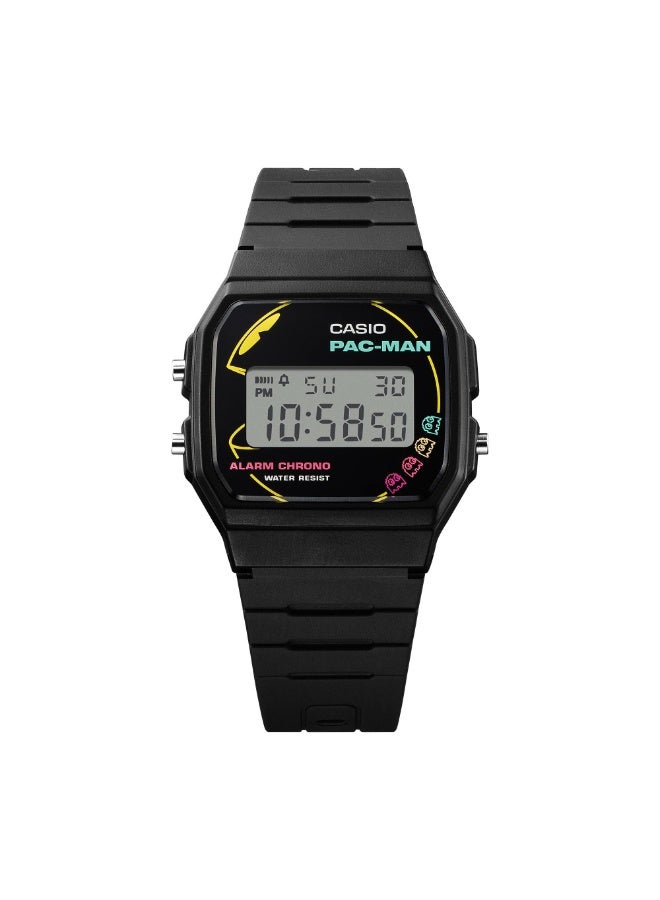 CASIO F‑91WPC‑1ADR Pac‑Man Limited Edition Digital Watch, Bio‑Resin Strap, Black - Image 2