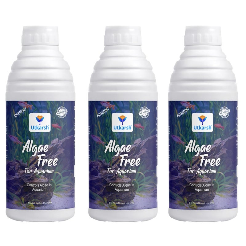 Utkarsh Algae Free for Aquarium Tank | Algae Cleaner, Liquid Algae Scraper for Fish Tank and Algae Remover | Set of 3 of 1 Litre; 3 Litre - Image 1